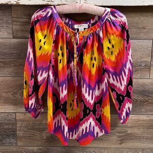 Josephine Studio Women’s Petite X Small Artsy Bright Pullover Dress Blouse Top
